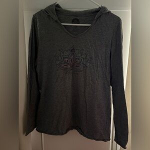 Life Is Good Gray Hooded Shirt Size M